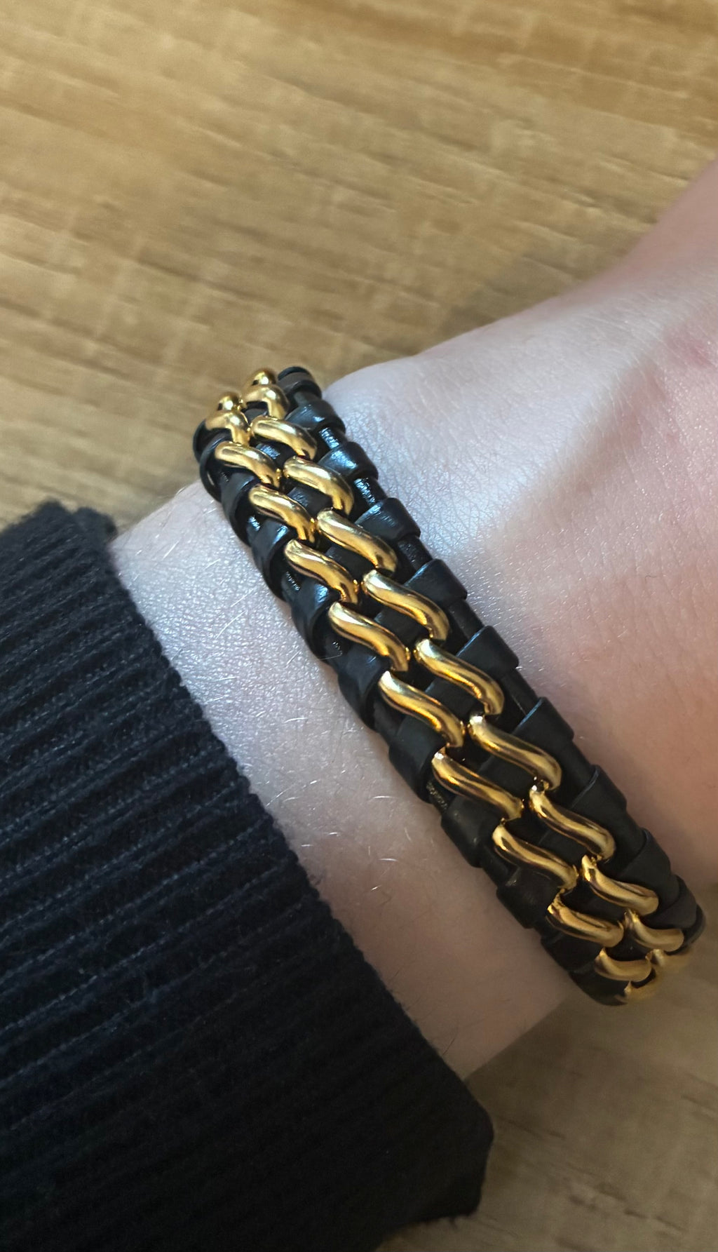 Echtleder-Kettenarmband für Herren ,(mit magnetischem Verschluss)