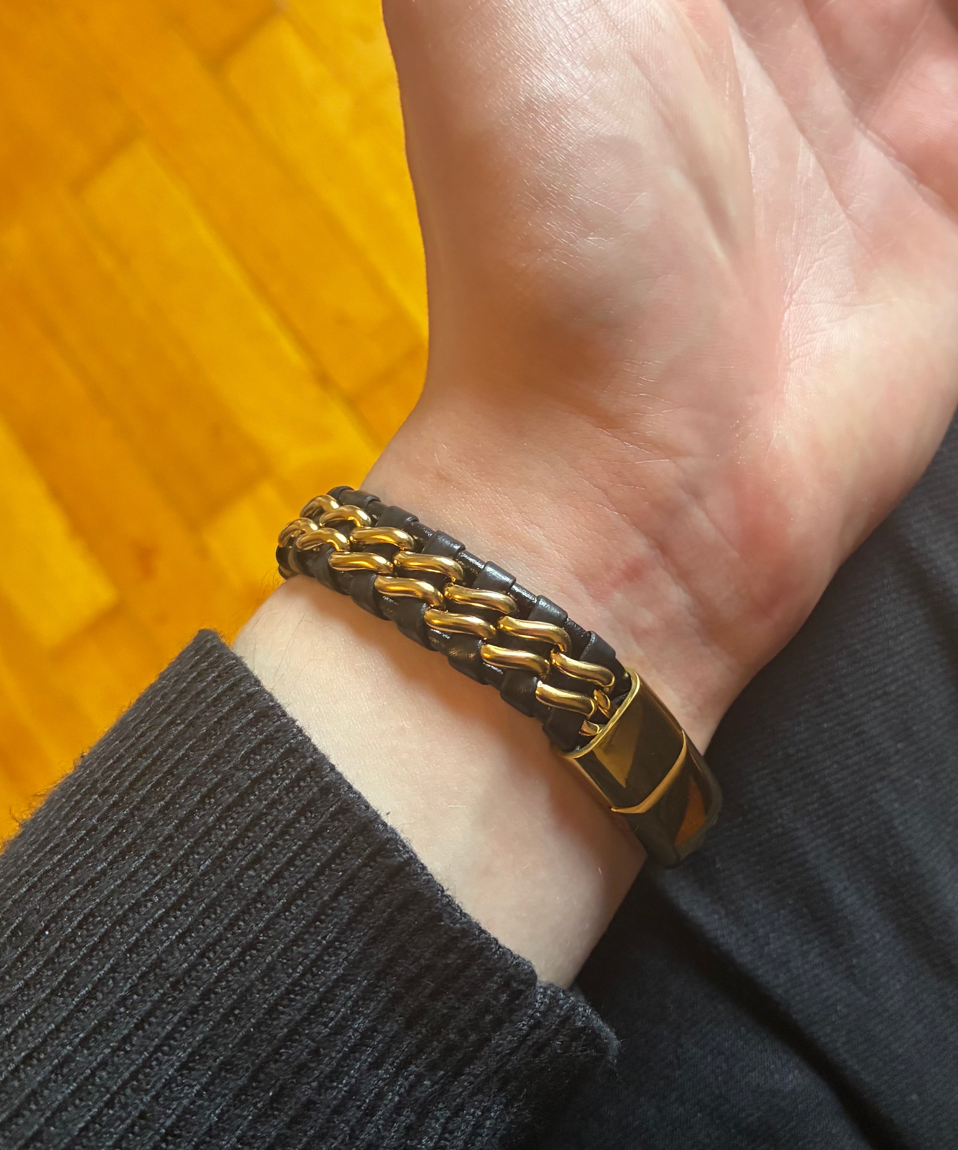 Echtleder-Kettenarmband für Herren ,(mit magnetischem Verschluss)